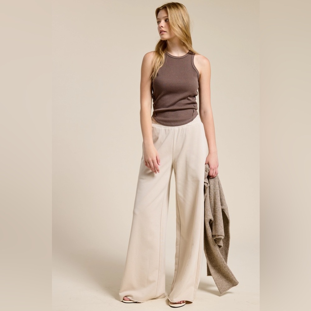 Chic Cream Wide-Leg Women's Pants